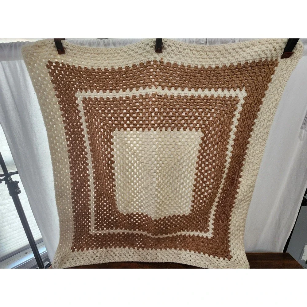 Blanket handmade vintage yarn‎ Afghan throw